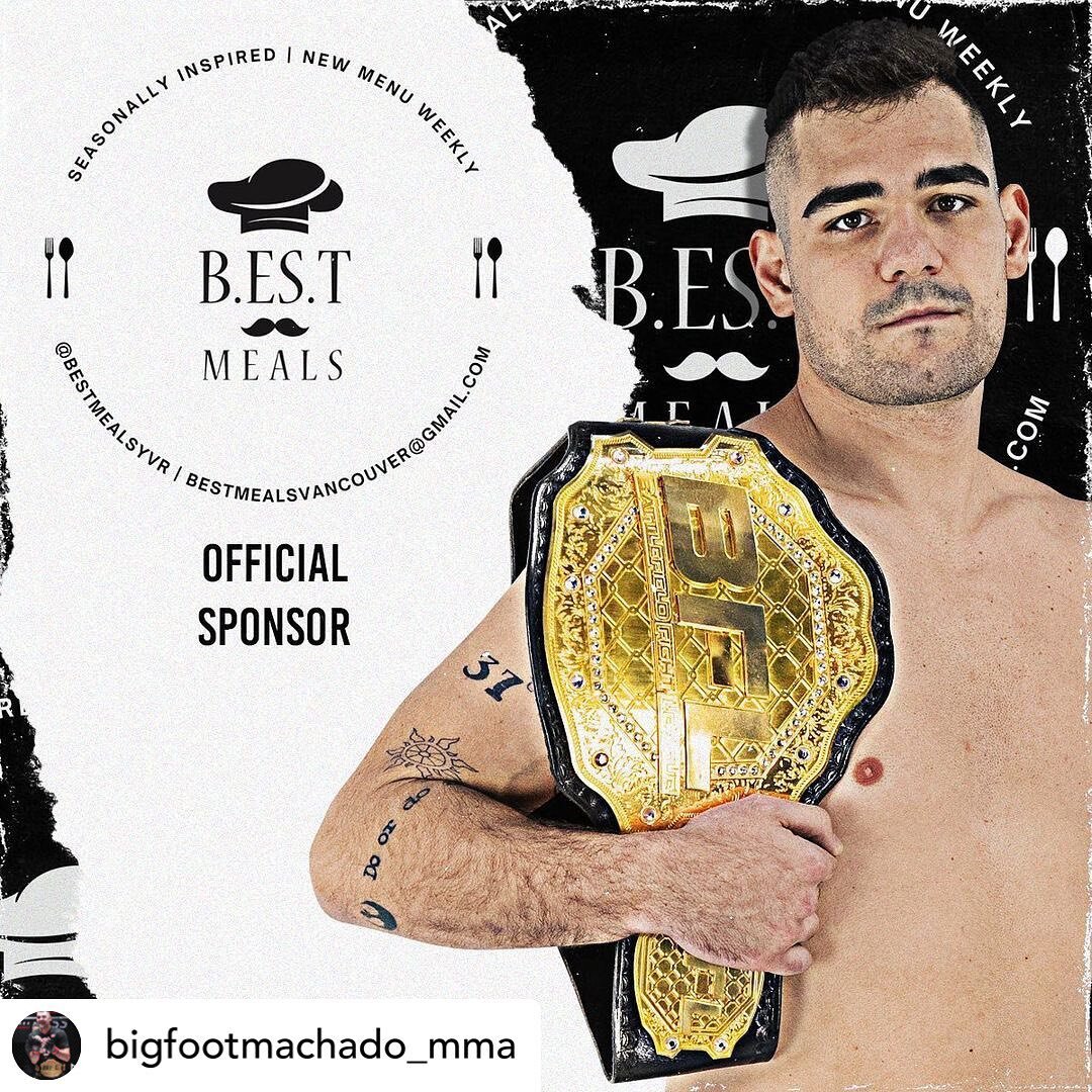DEC 1ST @bigfootmachado_mma back in the octagon! Get ready for the fireworks💥🏆🥇
 
@bigfootmachado_mma @bestmealsyvr providing the best meals for my champ training