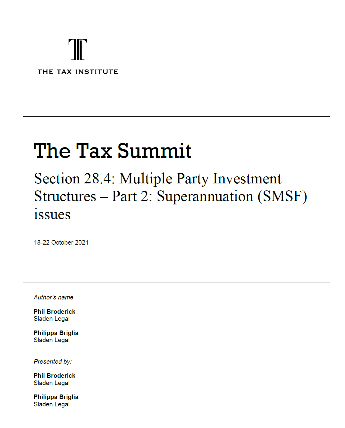 Multiple Party Investment Structures – Part 2: Superannuation (SMSF) Issues