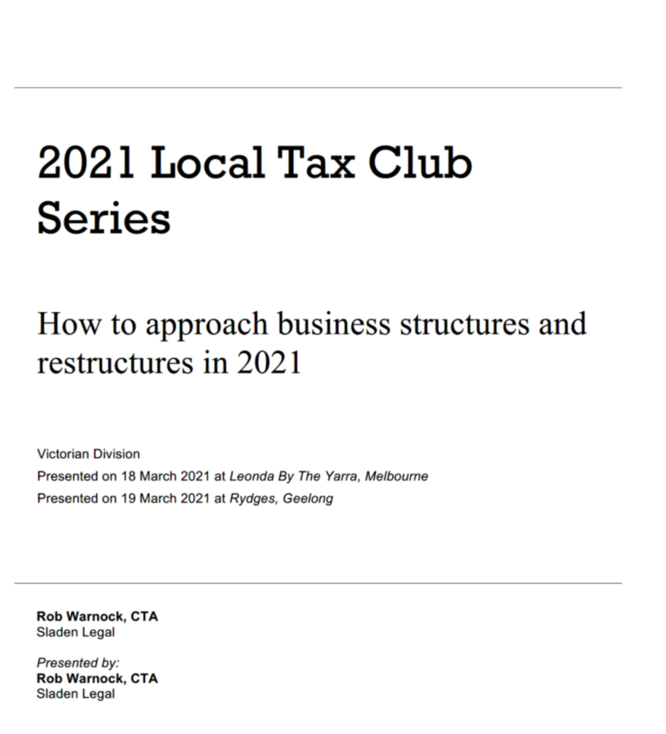 How to approach business structures and restructures in 2021