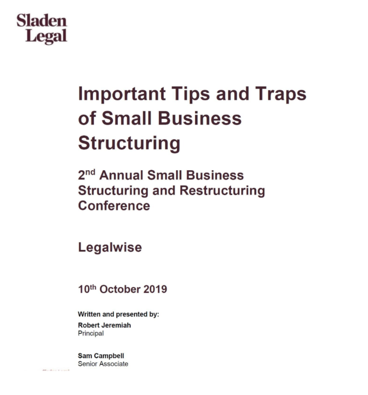 Important Tips and Traps of Small Business Structuring