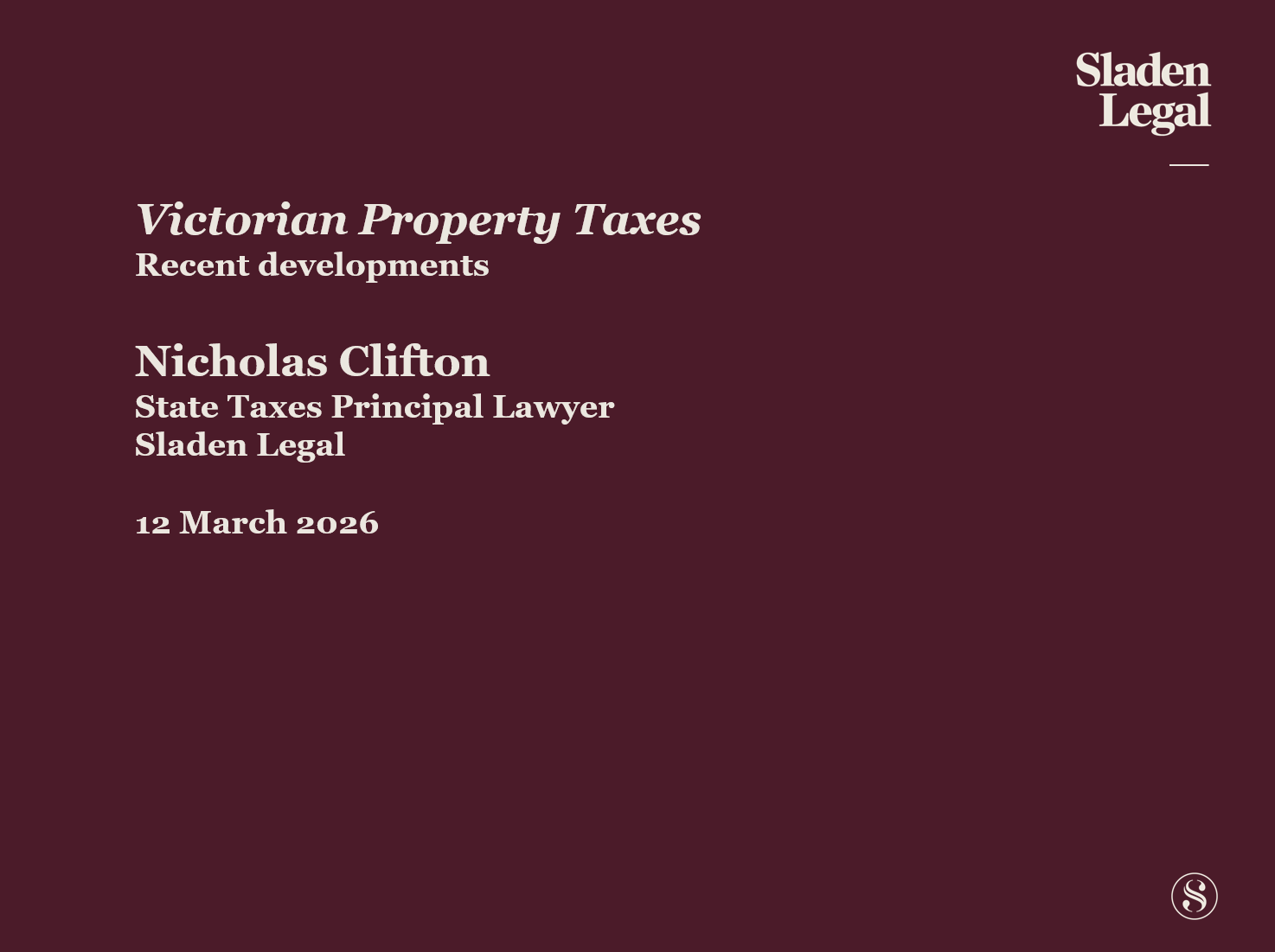 Victorian Property Taxes - Recent developments