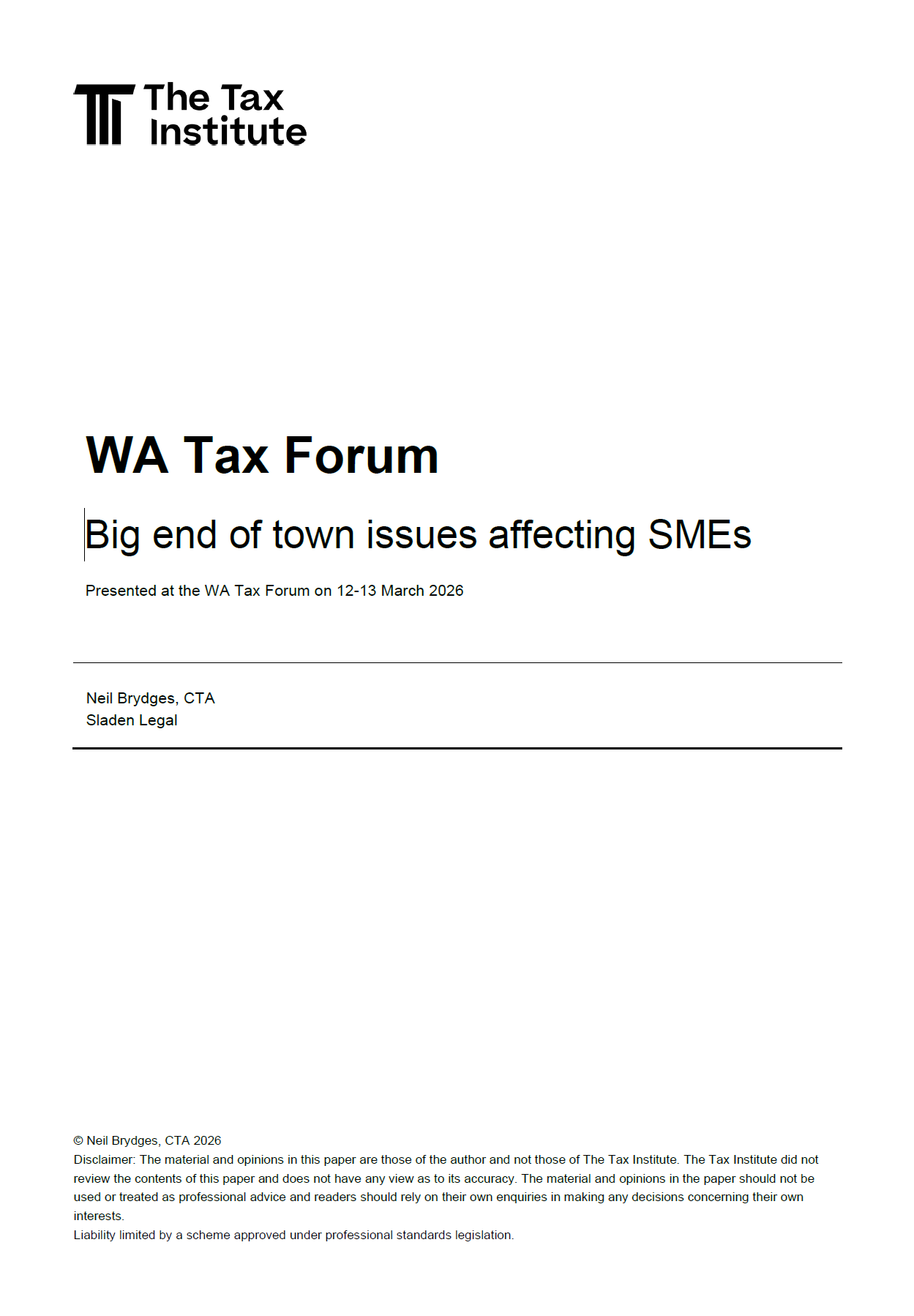 Big end of town issues affecting SMEs