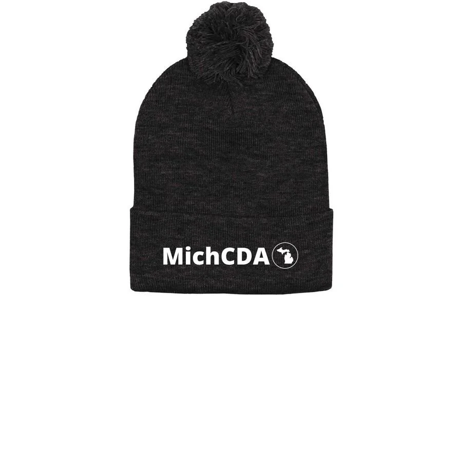 MichCDA Printed Pom-Pom Beanie - $20