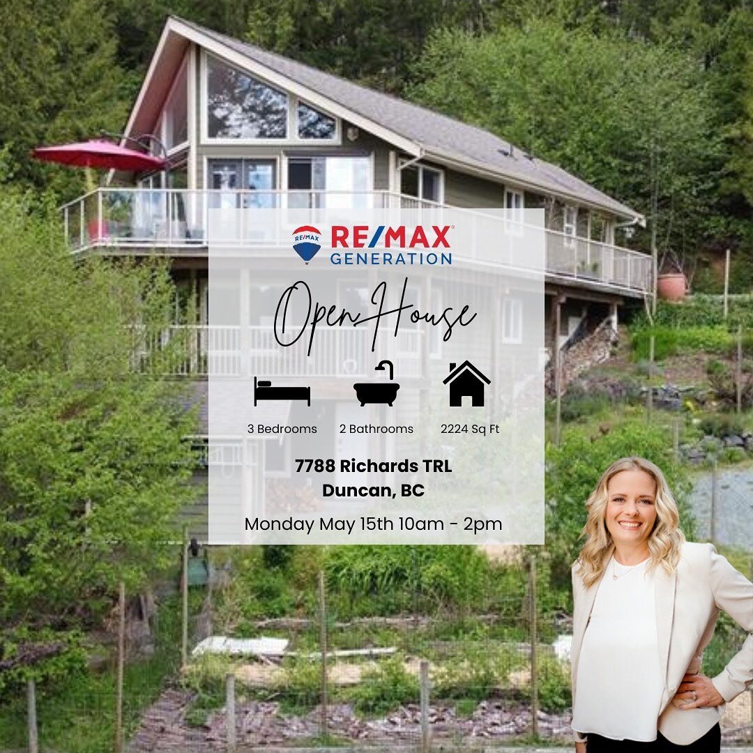 🌟Open House this coming Monday May 15th from 10:00 to 2:00 pm at 
7788 Richards Trail, Duncan.🌟
☀️🏡
3 🛌 
2 🛀 
Acres 1.98
Listing price $979,000
MLS&reg;931243
Listing agent: Ally Earle

Come view this Charming Country property with an abundance 