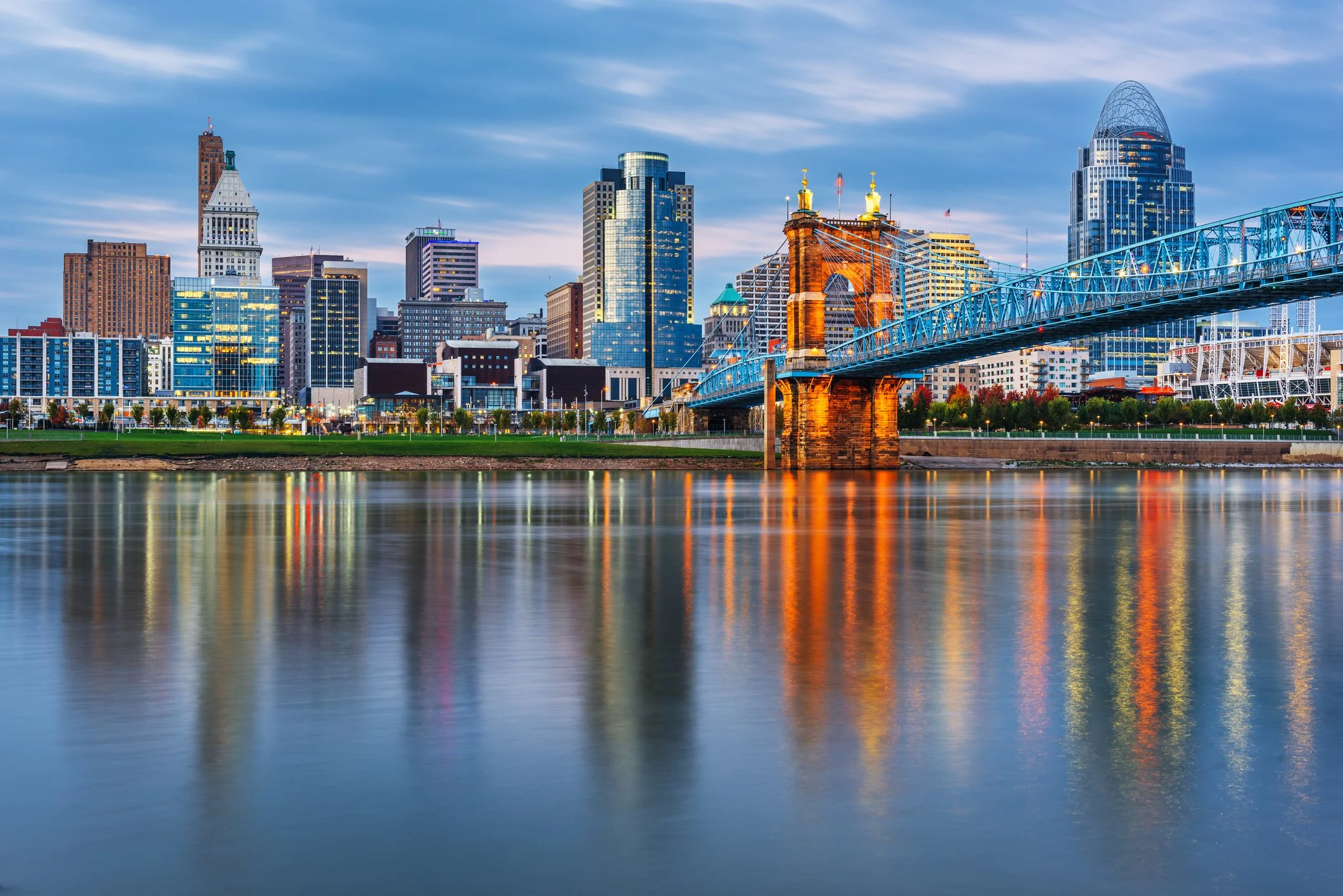 A view of downtown Cincinnati over the Ohio River