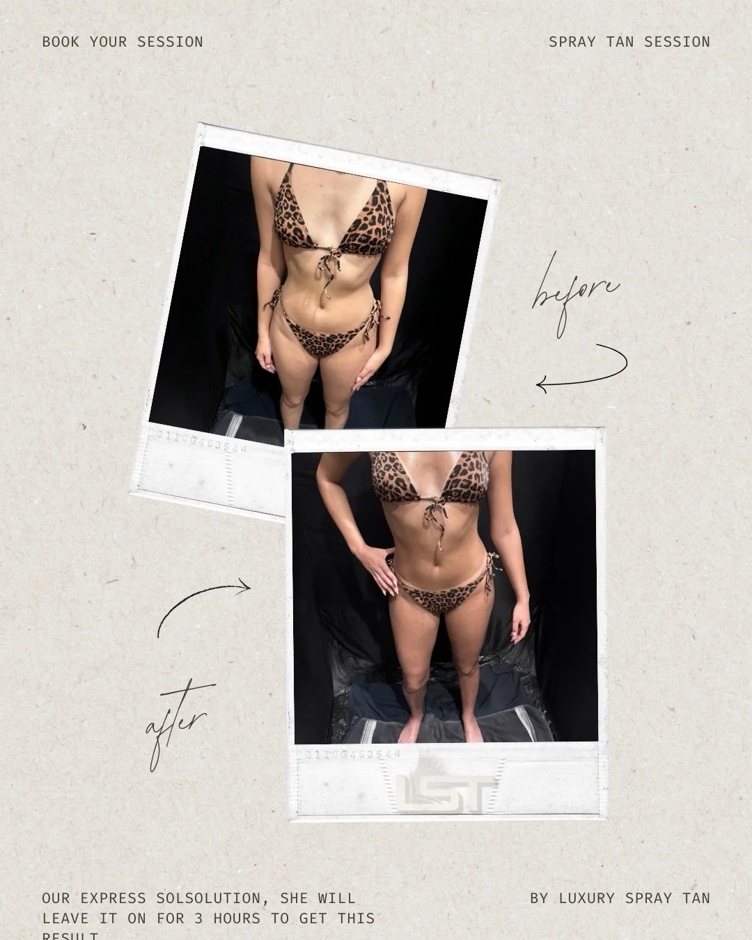 Express tan, 3-hour rinse, flawless results 🤍
Even, natural, and perfectly bronzed with no orange, no streaks. Fitz Scale - 3

👉 Book your glow
#LuxurySprayTan #BeforeAndAfterTan #ExpressSprayTan #GlowUp #BronzedNotBurned