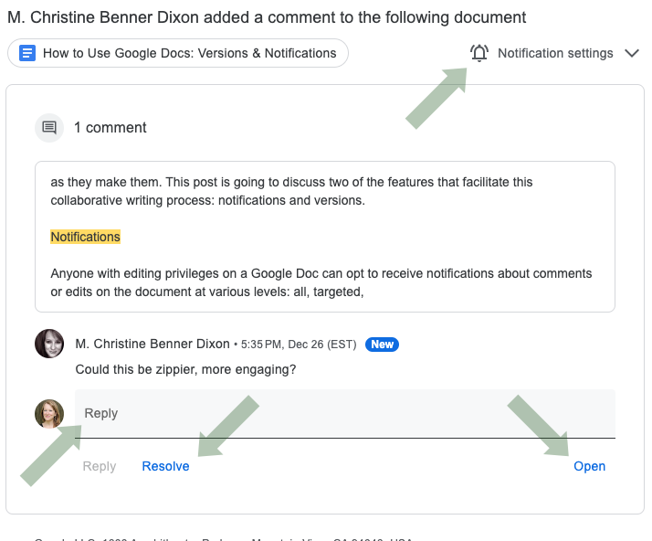 How to Use Google Docs: Notifications — M.C. Benner Dixon