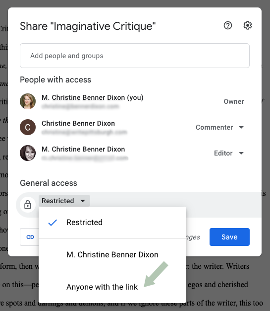 How to Share and Edit Google Docs — M.C. Benner Dixon