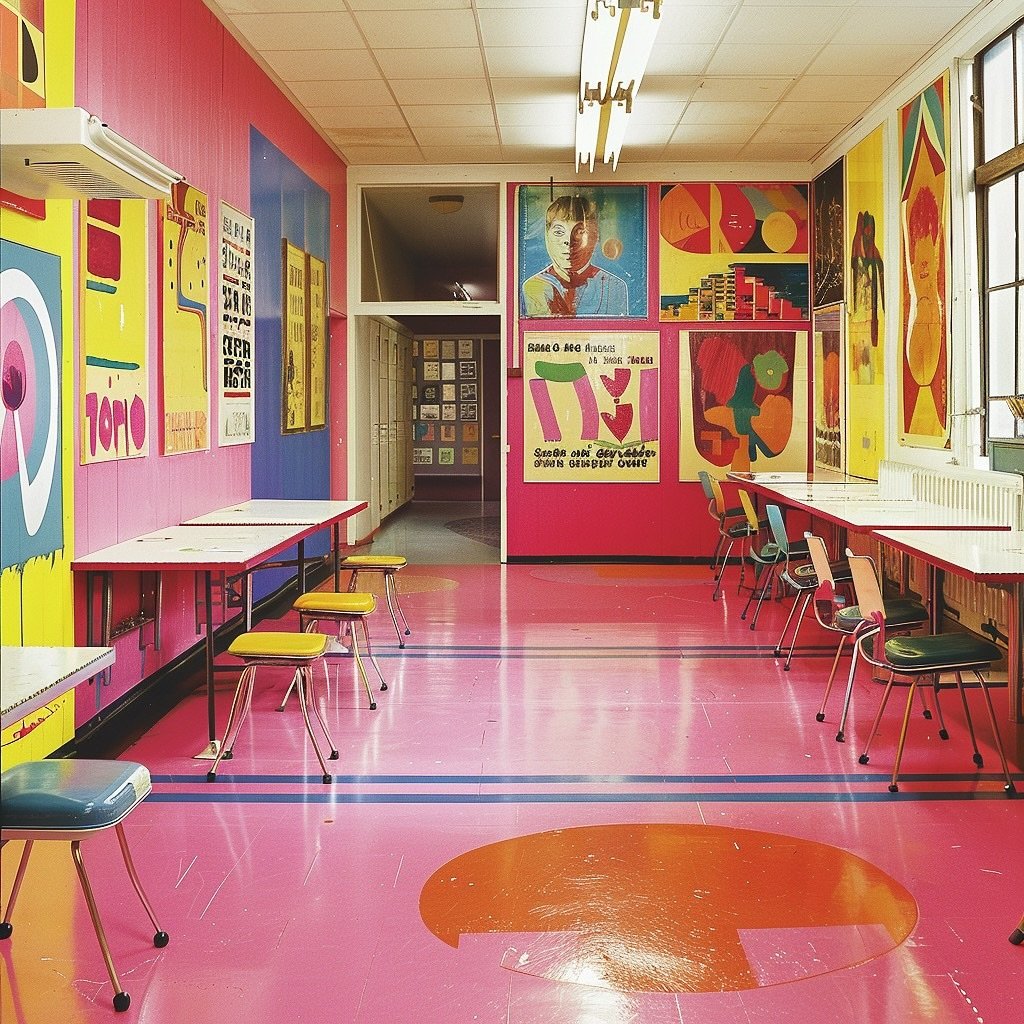 My classroom if I was an art teacher in the 1960s @superhumansketchbook ✌🏼