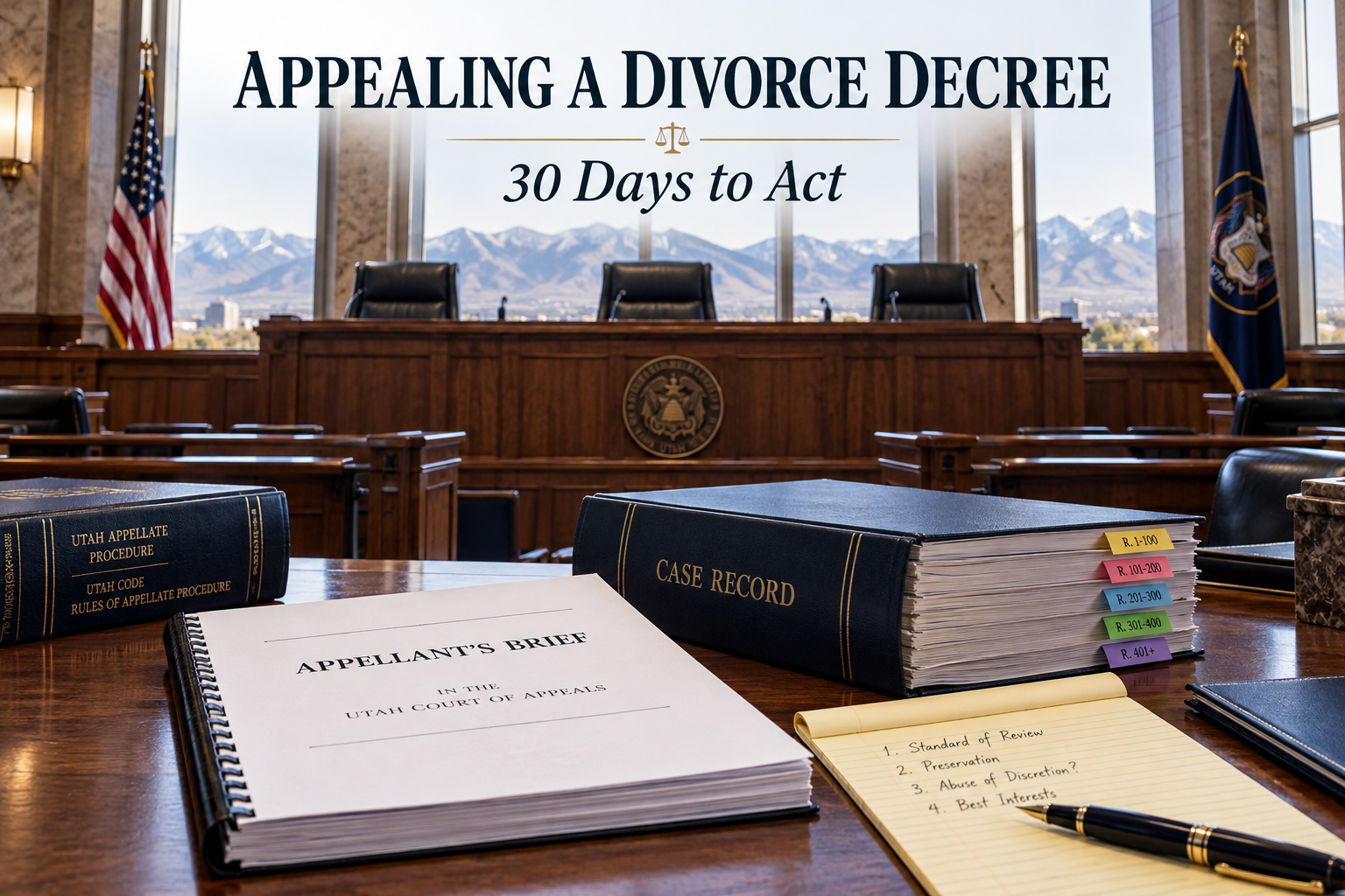 Appealing a Divorce Decree in Utah: Deadlines, Standards, and Strategy