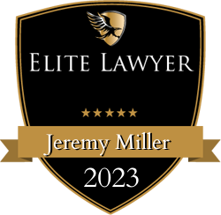 Elite Lawyer badge 2023 with gold accents and eagle logo