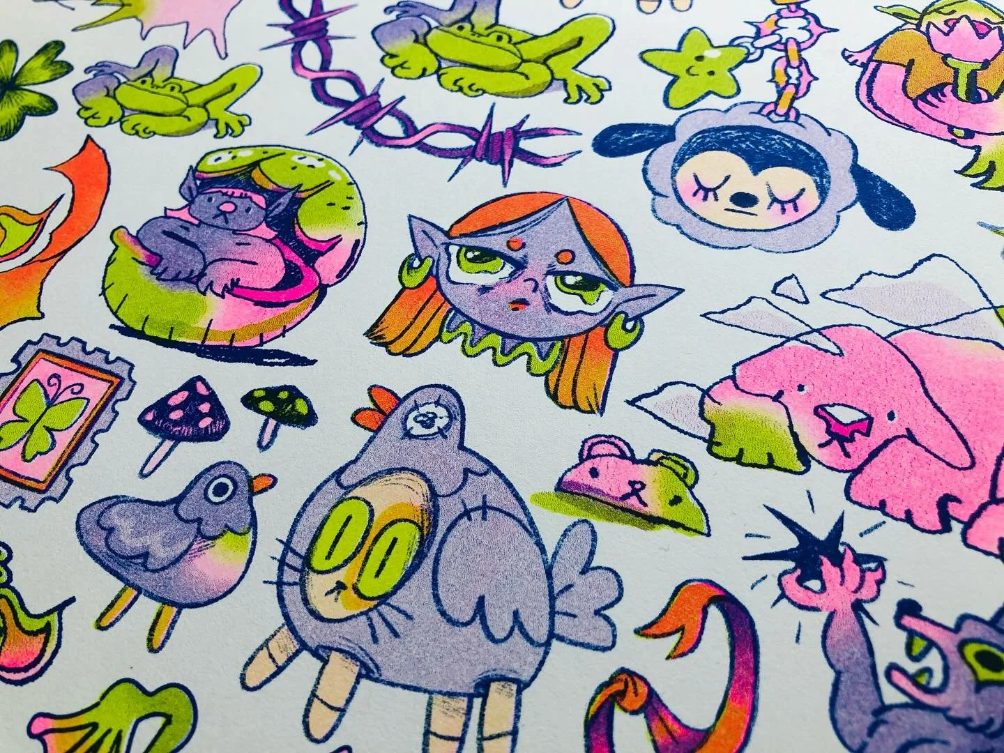 GUBBINS! Before it gets cut and folded. Shop is open, check the zine section! 🍬