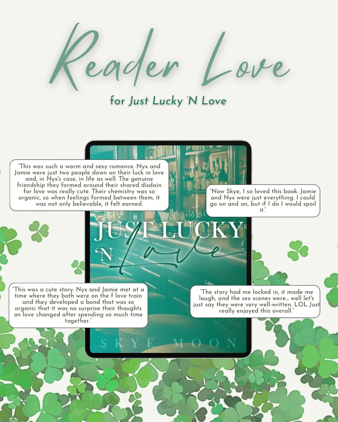Luck brought them together, but Love is what made them stay 🍀

Have you met Nyx and Jamie? If not, the link is in my bio 💚

&mdash;

Blurb: What do you do when you find out your boyfriend is married?

This is the burning question on Nyx&rsquo;s min