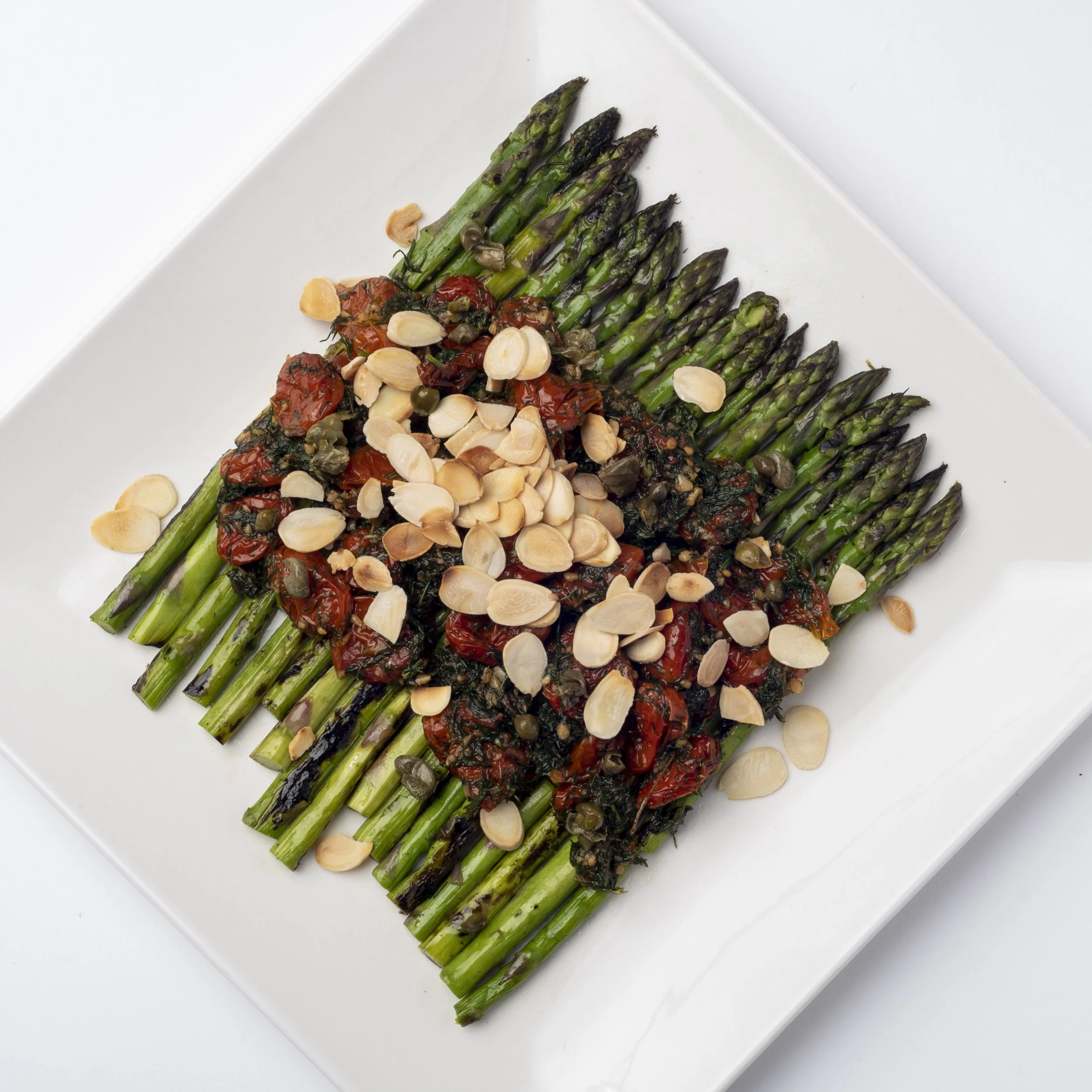 Grilled Asparagus, Roasted Tomatoes & Almonds