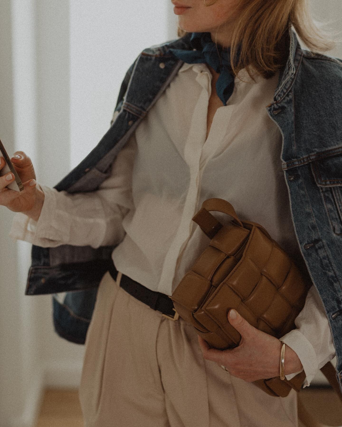 Details of my favorite look lately. Do you have a uniform? 
The whole outfit is linked in my @modesens closet (link in bio 😘)
✨✨✨
🫶Follow @marynaholovanova for aesthetics Inspo 🫶
Bandana @thisisjenniearle 
Loafers @cosstores 
Jacket @ayr
Blouse @m