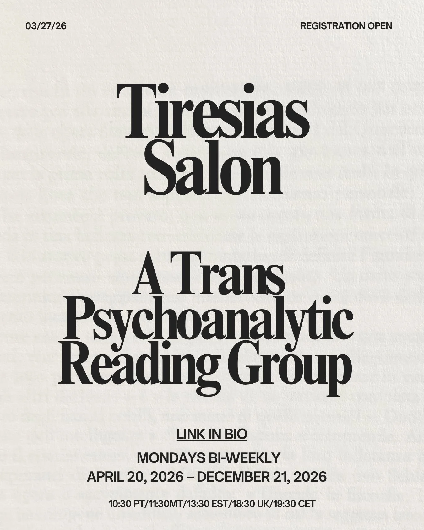 Teiresias Salon: A Trans Psychoanalytic Reading Group