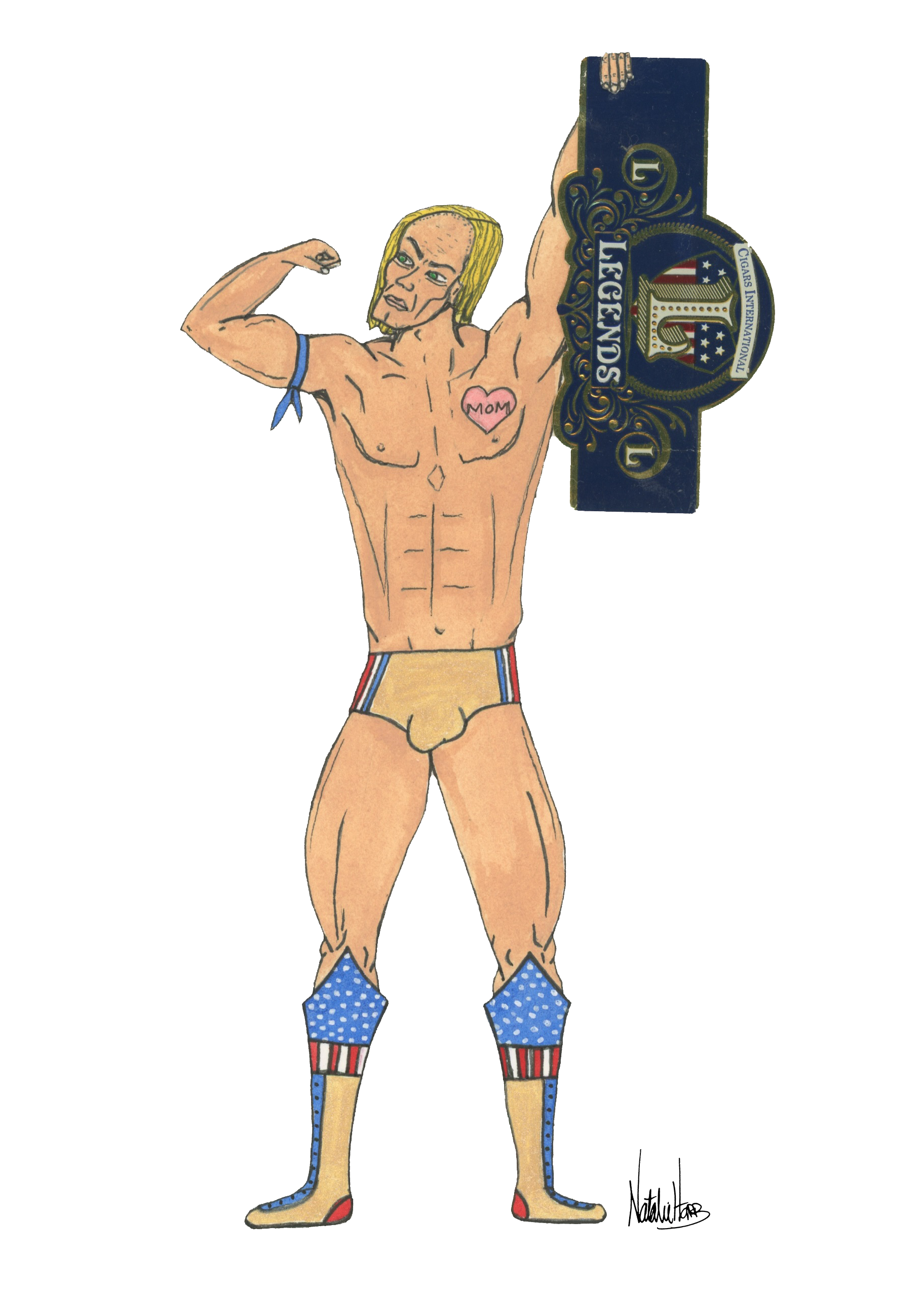 Abstract artwork featuring numerous black lines resembling grass or flames, with scattered colored diamond shapes in blue, yellow, orange, and green against a light beige background.