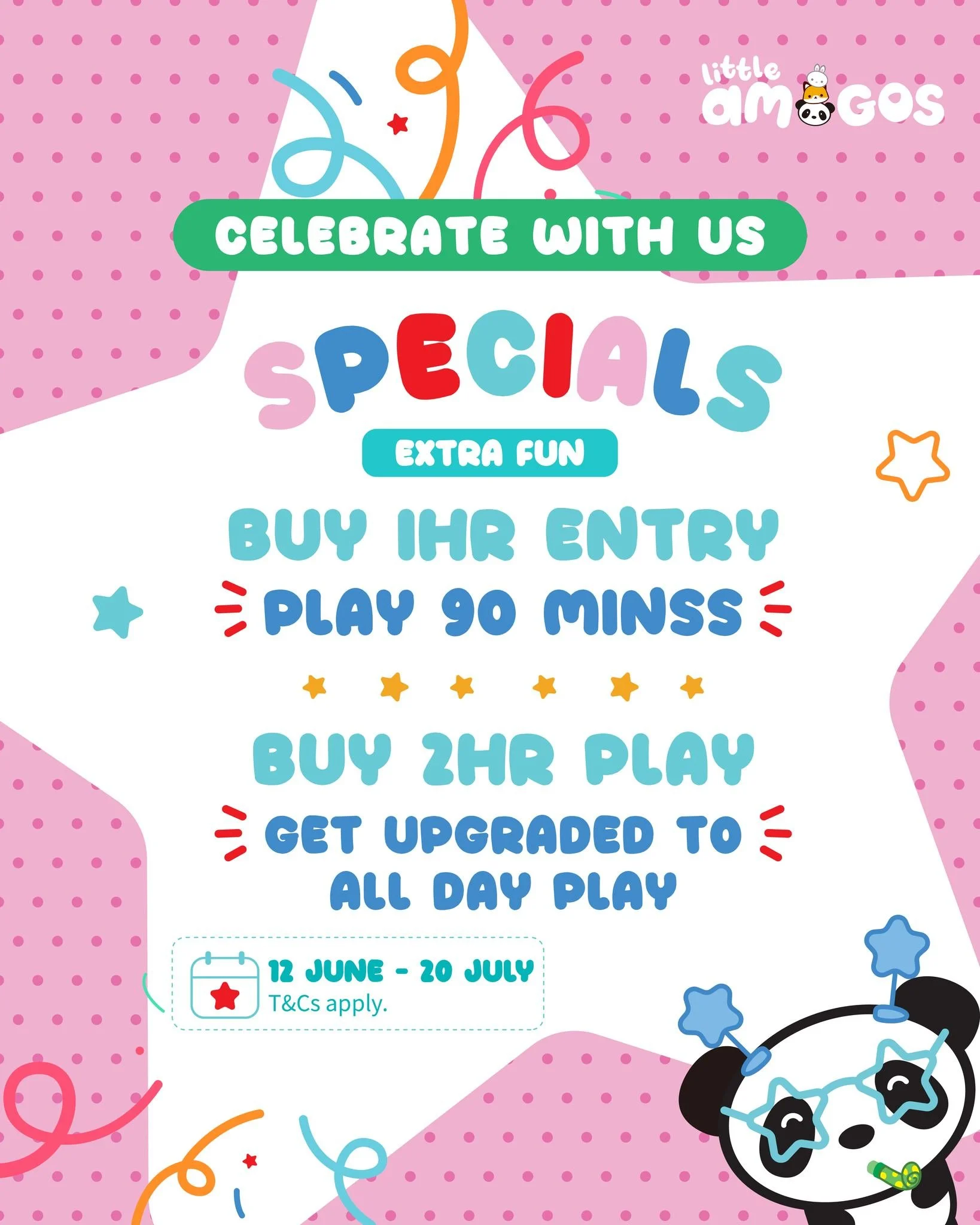 🎉 Celebrate With Us at Little Amigos!

We&rsquo;re celebrating Southland&rsquo;s 1st Birthday and our Newcastle opening with special offers from 12 June to 20 July 2026 at participating Little Amigos stores.

✨ Play Specials
Participating stores exc