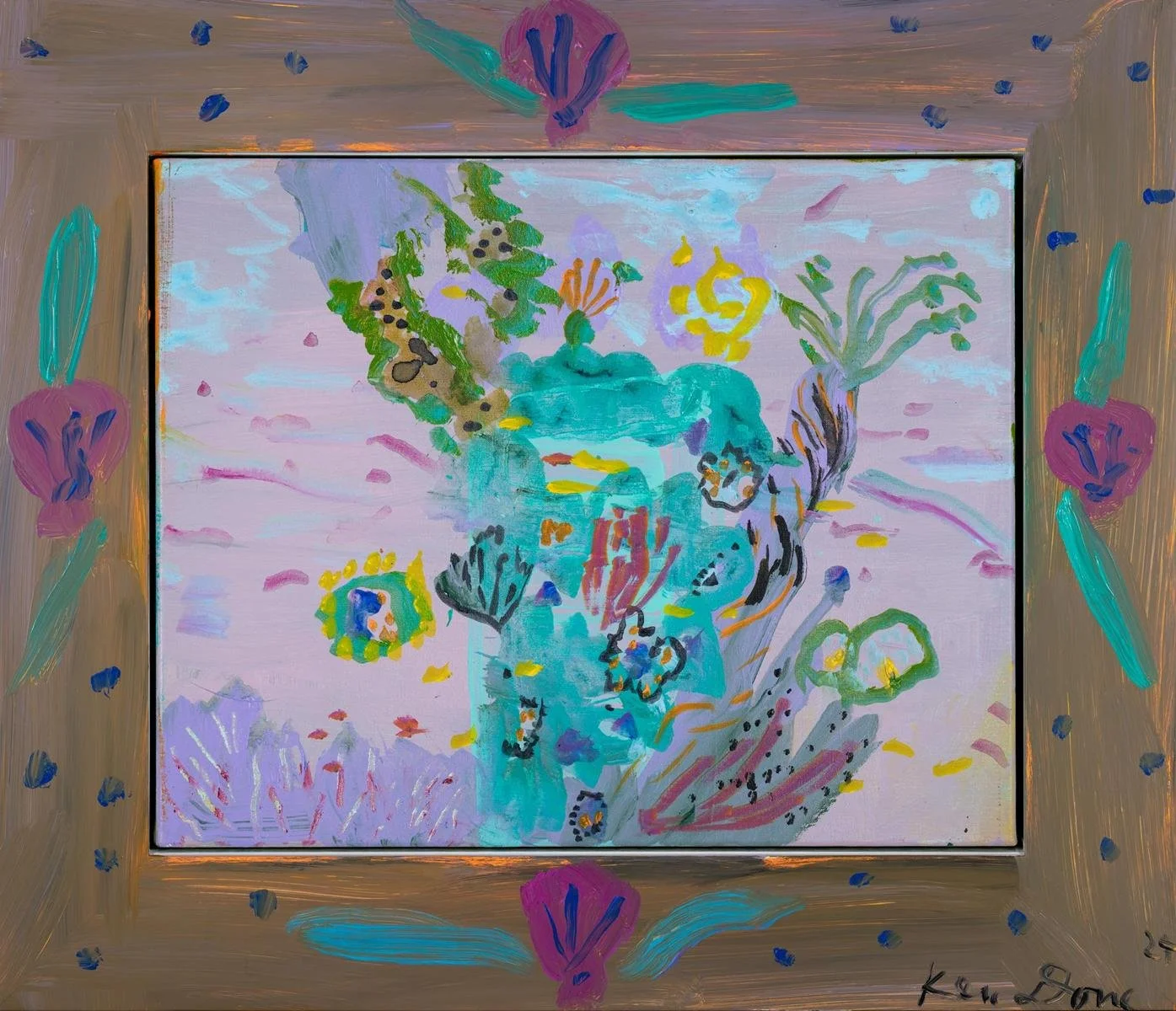 Ken Done, Emerald coral, oil and acrylic on linen, 59 × 69 cm 