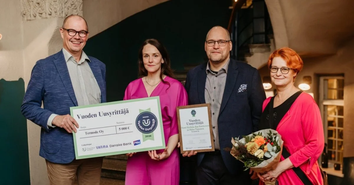 Termoden perustajat valittiin valtakunnallisiksi Vuoden Uusyrittäjiksi 2026