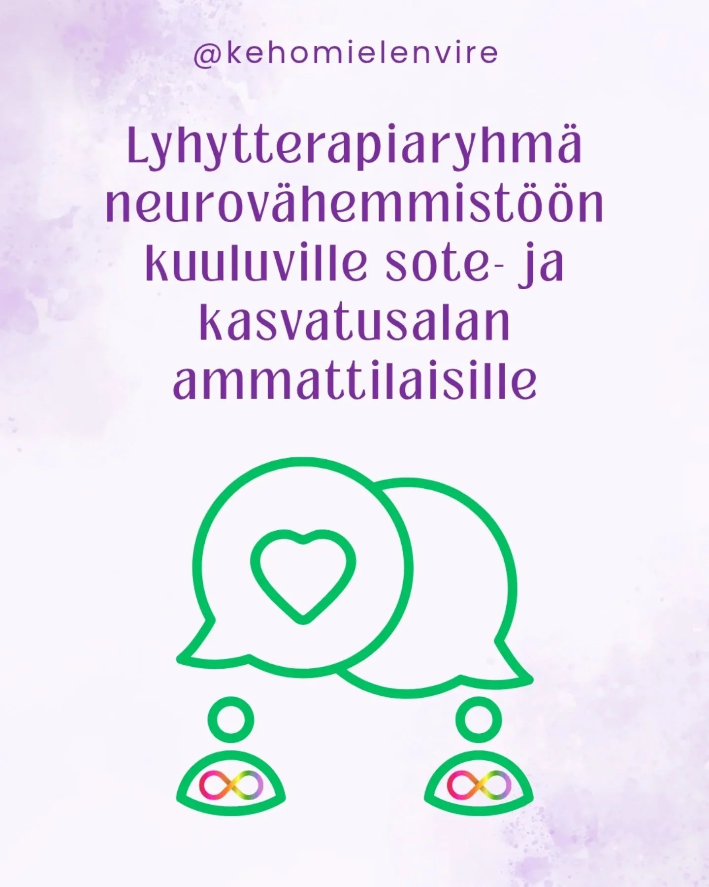 ✨️ Lyhytterapiaryhm&auml; sote- ja kasvatusalalla ty&ouml;skenteleville neuroep&auml;tyypillisille ammattilaisille ✨️&nbsp;

❔️Oletko sote- tai kasvatusalan ammattilainen (esim. sairaan-/l&auml;hihoitaja, fysio-/toimintaterapeutti, sosionomi, varhais