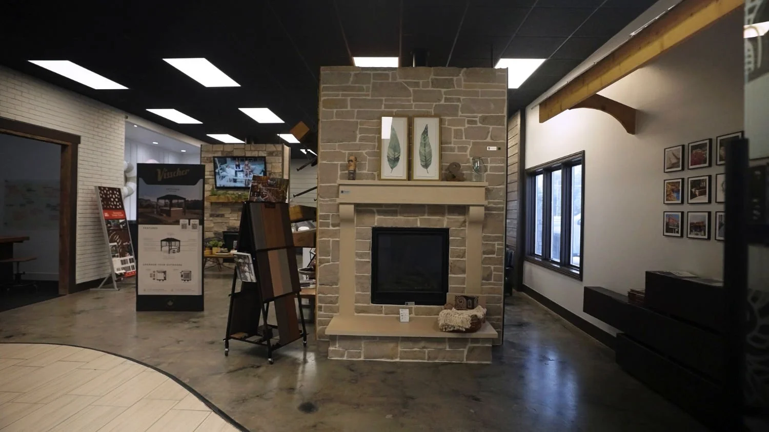 showroom in Papillion, NE showcasing fire features, grills, and spas