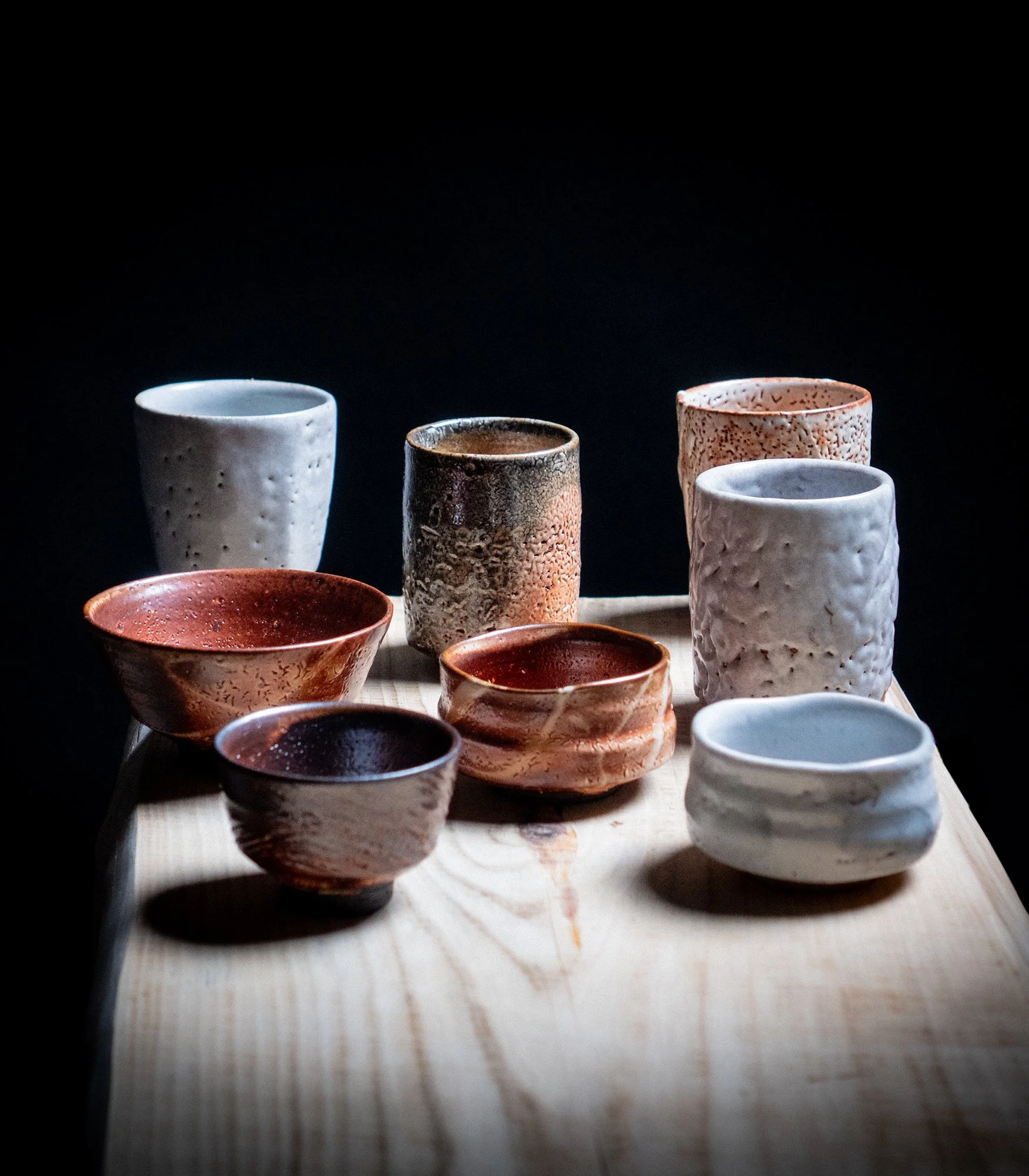Teacups, Teabowls and Yunomi Cups with Shino glaze