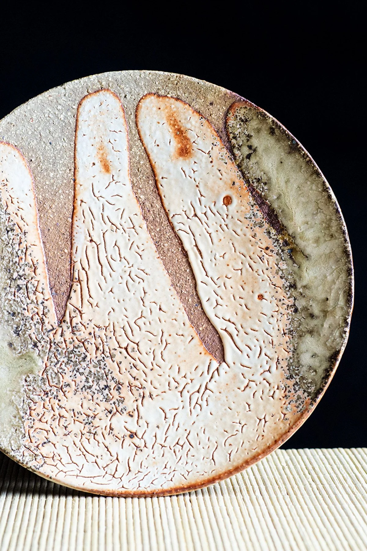 Big Shino plate - woodfired with ash deposit