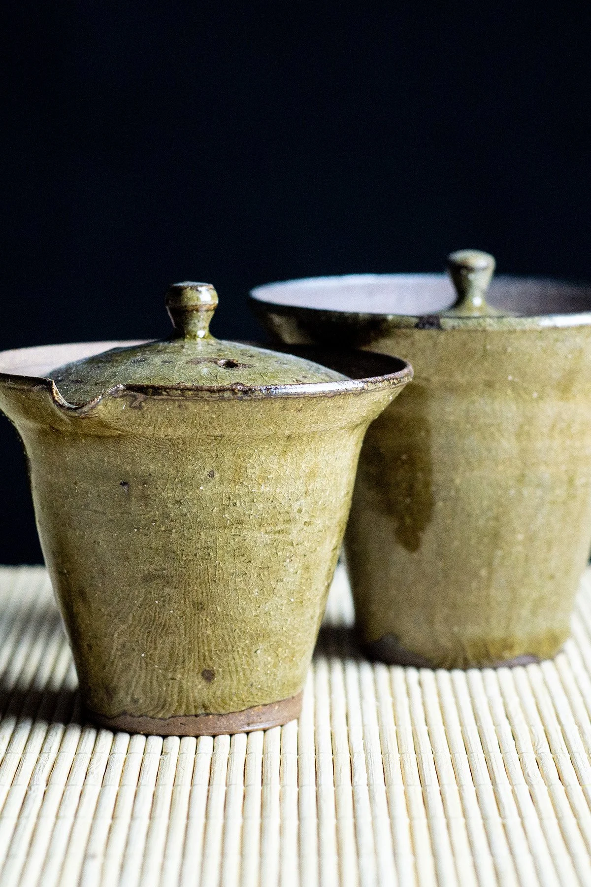 Ash glazed Shiboridashi teapots - woodfired