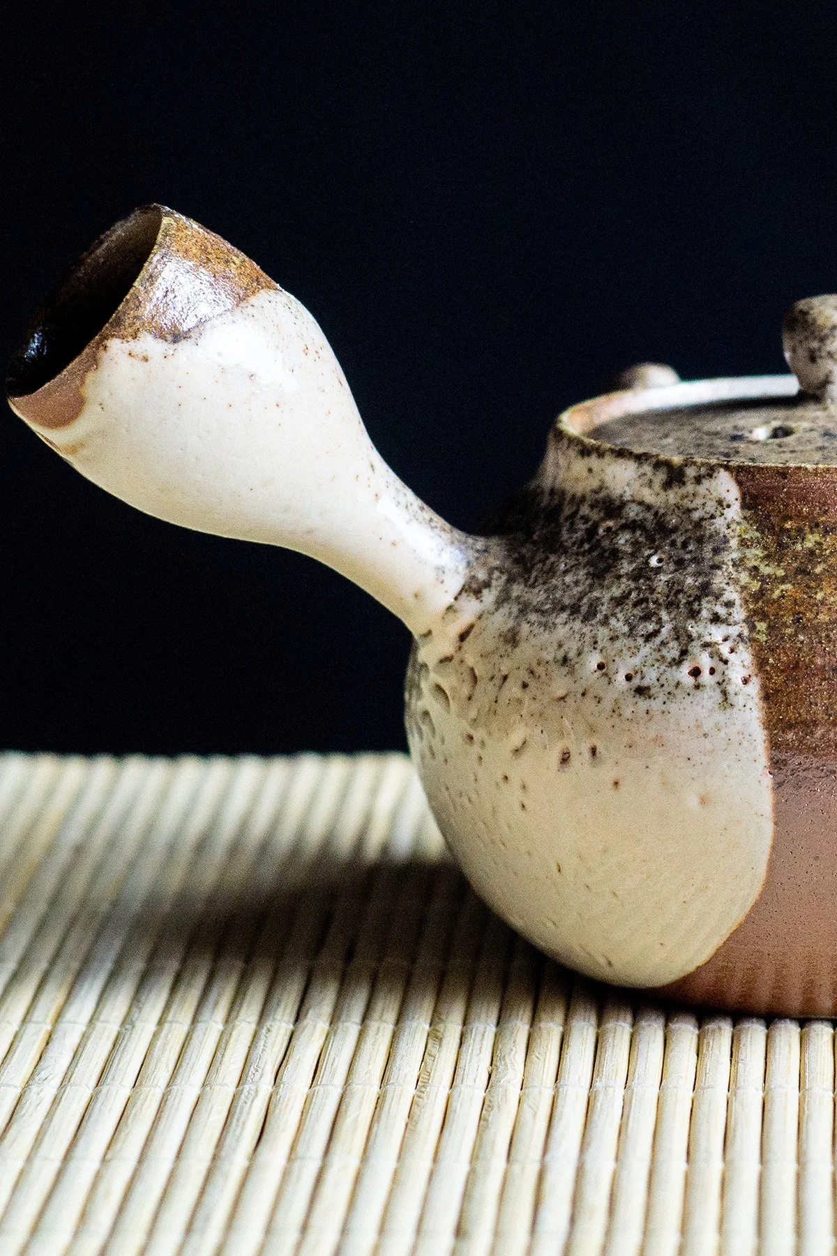 Woodfired Kyusu Teapot with Shino and ash deposit