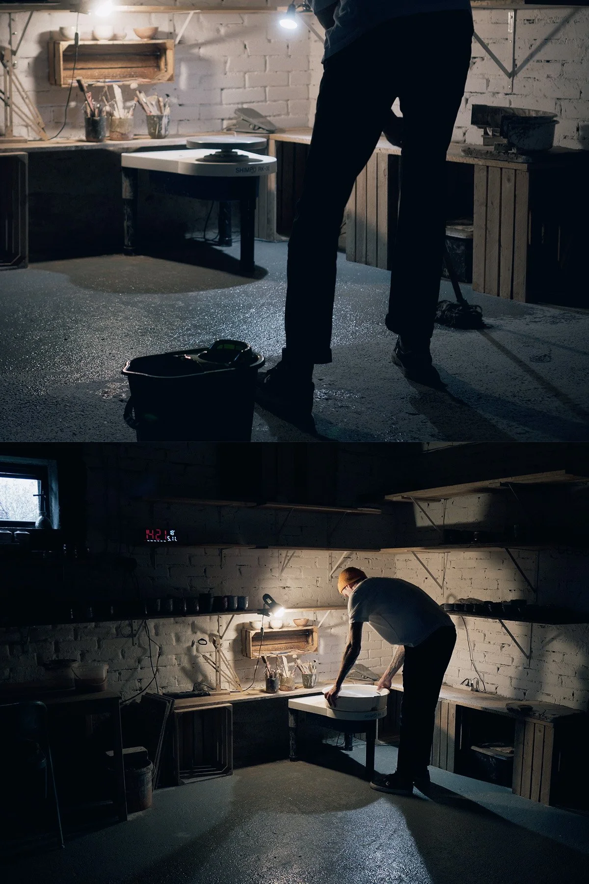 Quiet moments inside the pottery studio where handmade teaware and ceramic objects are created.