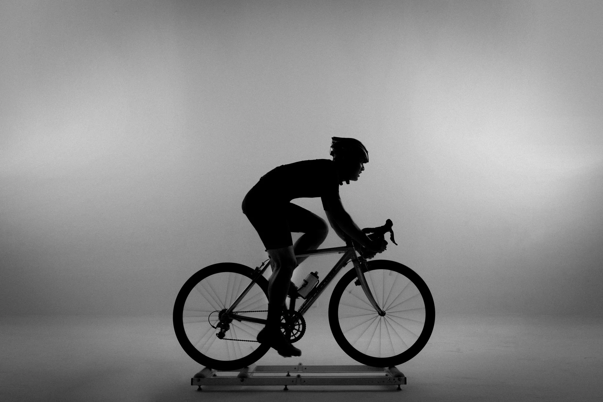 An athlete performing a session on an indoor bike.