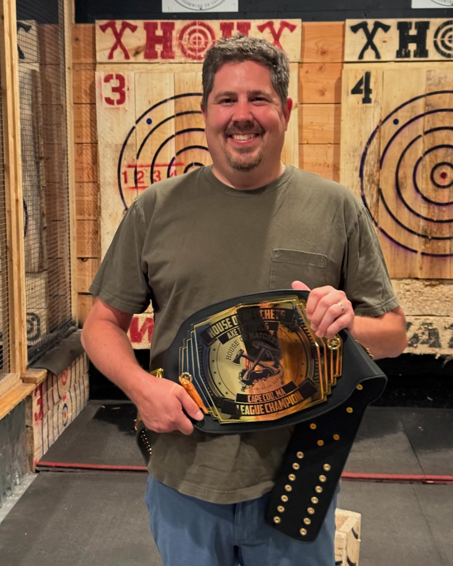 Last night Matt won his 3rd HOH Championship! (Yes we have leagues!) Our Thursday night league championship is tonight at 7pm! Big Axe @ 8 pm! Come see Cape Cods finest axe throwers compete to see who walks away with the Championship Belt!