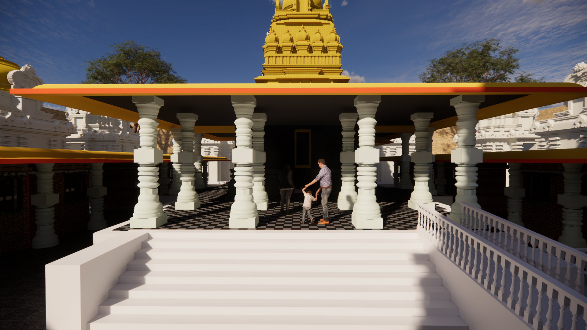 Render: Front View - Main Shrine
