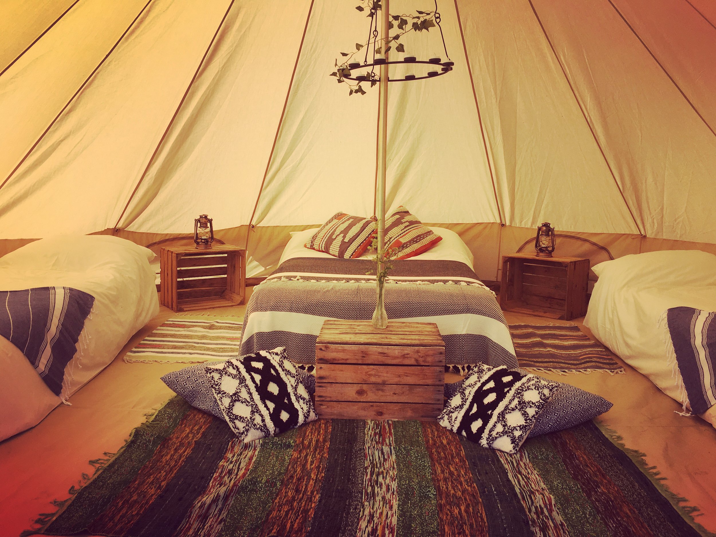Family glamping experience at evergreen farm woodland campsite