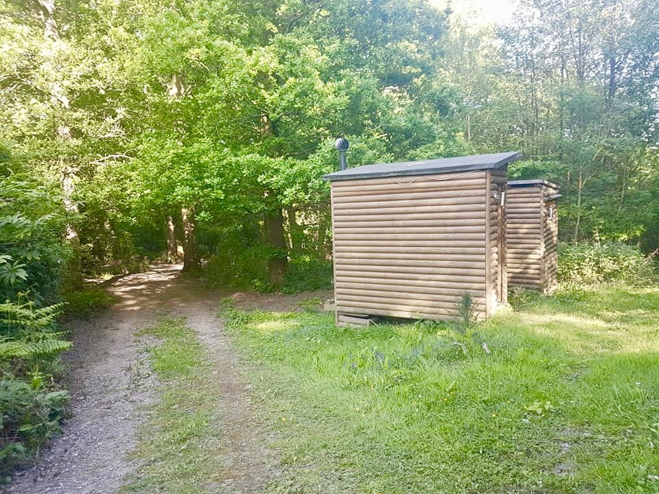 Compost toilets at evergreen farm woodland campsite