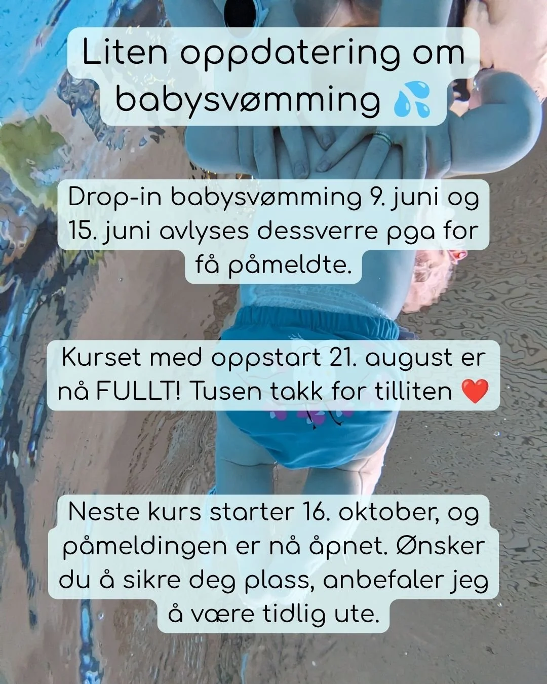 Oppdatering om babysv&oslash;mming 🐳