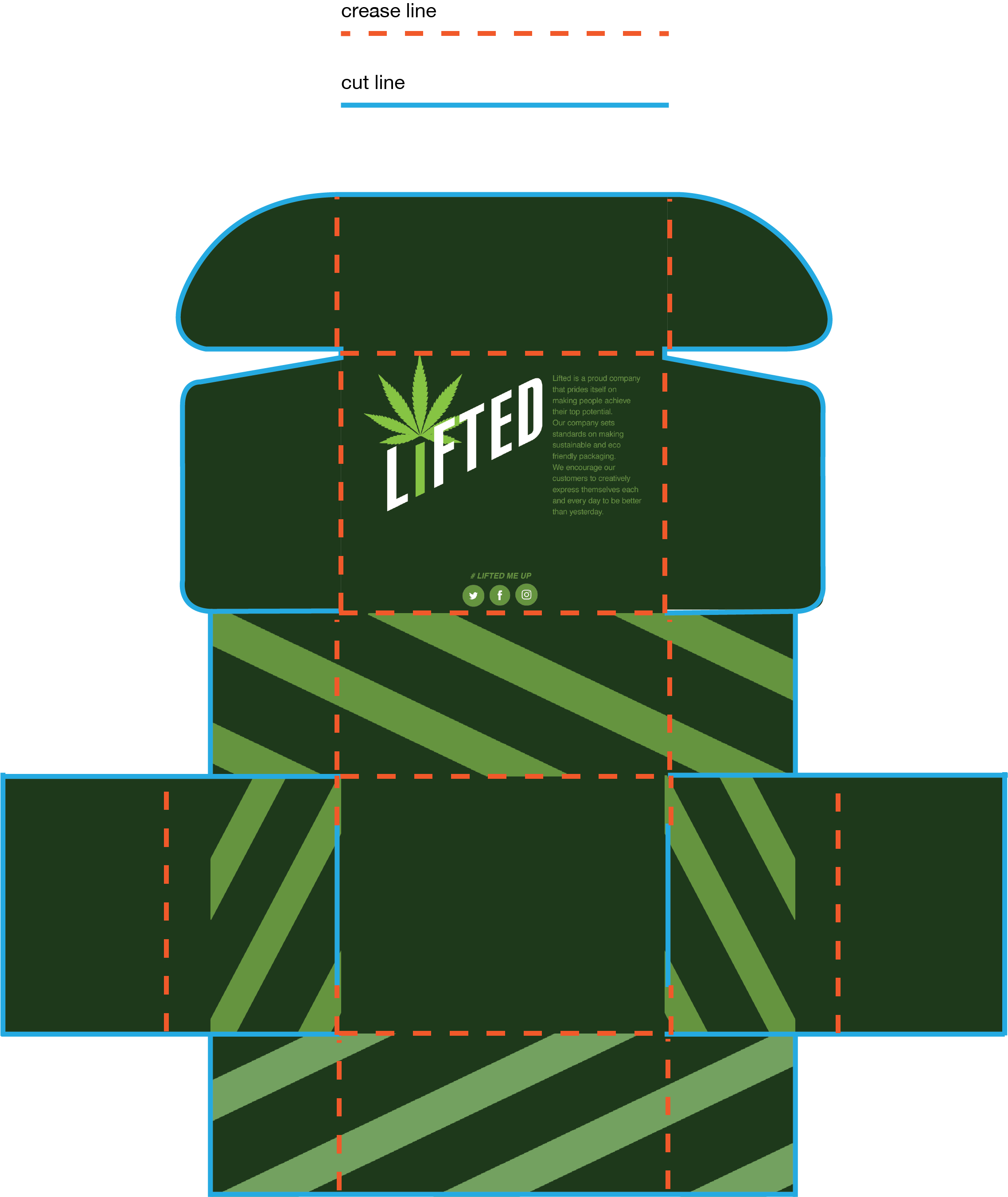 A die cut of a shipping box