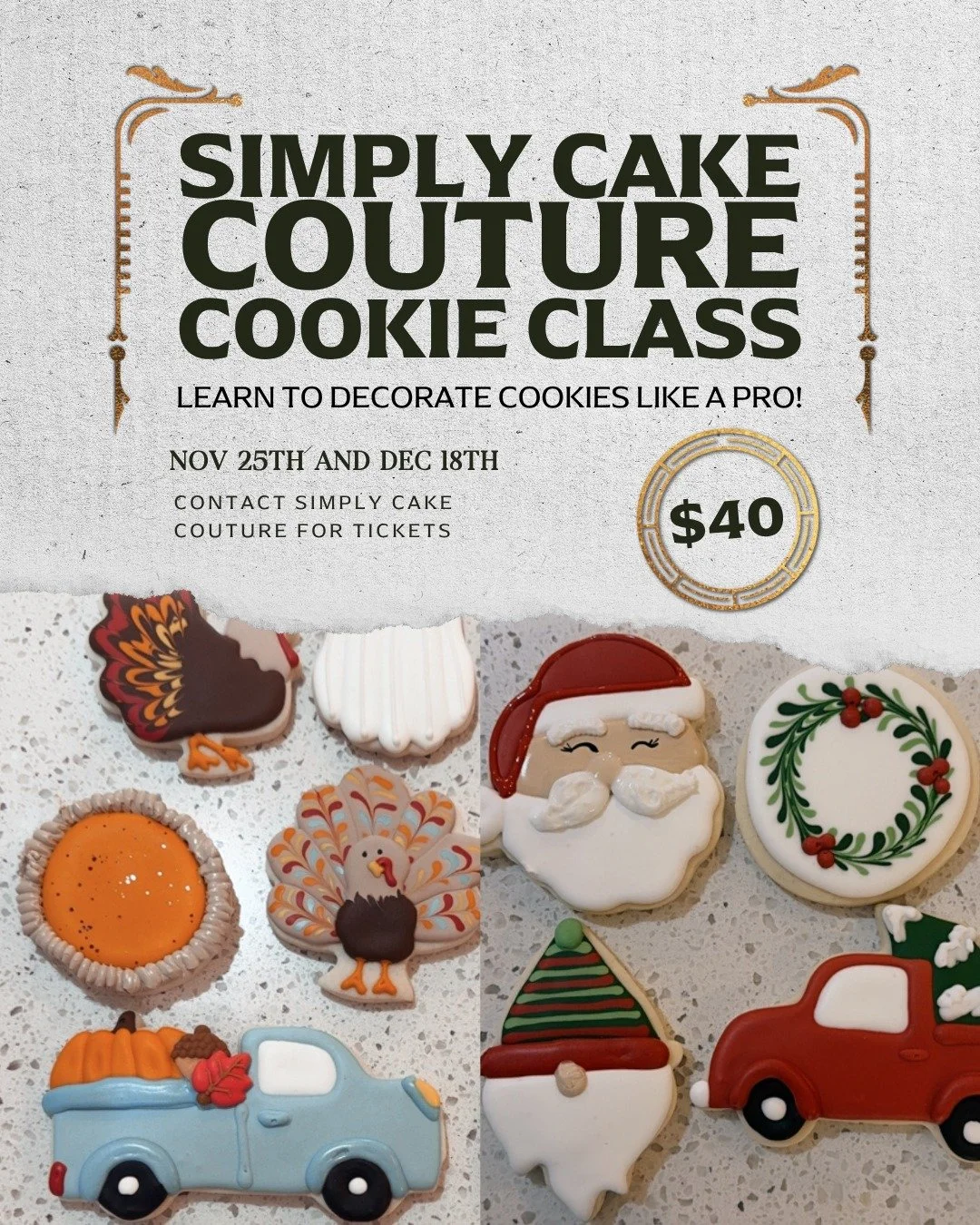 🍪✨ Get ready for the sweetest night out at River Bend! Doors open at 5 PM ... come early for a complimentary wine tasting and to purchase a glass or handcrafted cocktail before the fun begins.

At 6 PM, Simply Cake Couture&rsquo;s cookie artist, Ash