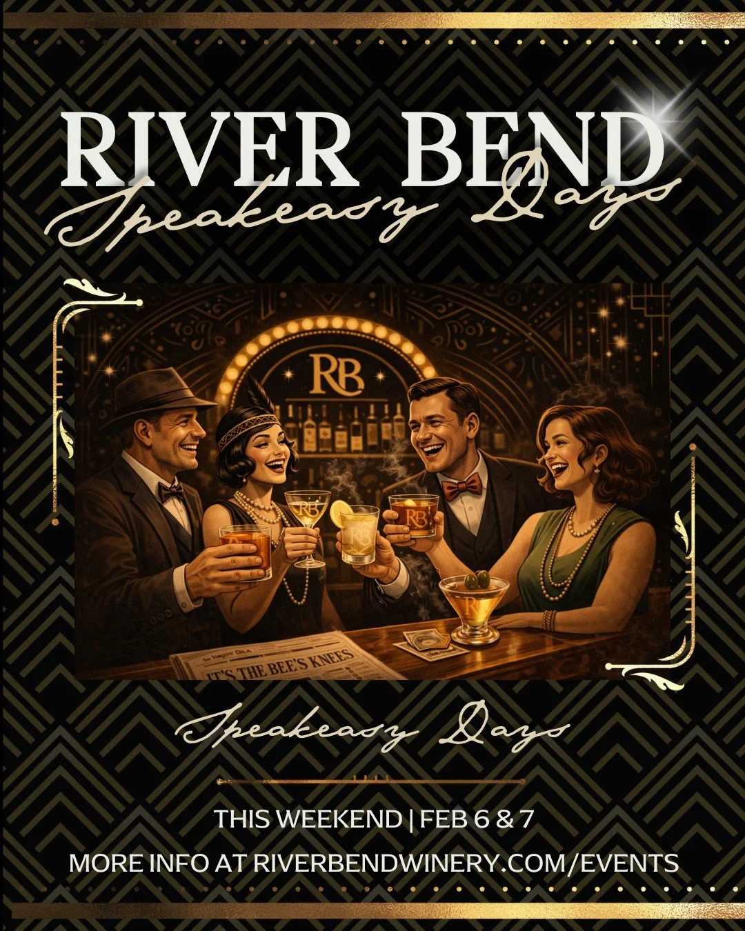River Bend Speakeasy Days are just around the corner, and it&rsquo;s shaping up to be the bee&rsquo;s knees. 🥃 Proper cocktails, good company, and a little step back in time.

Join us this weekend, Feb 6th &amp; 7th, as we kick off Old Fashioned Fes