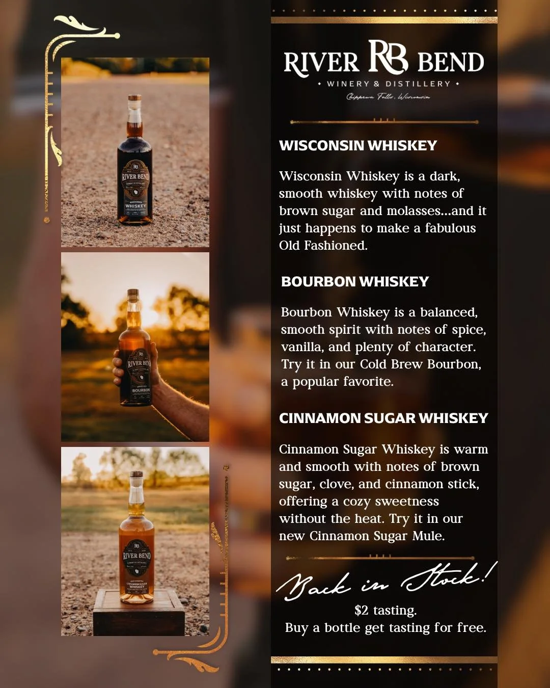 Surprise! 🥃 They&rsquo;re BACK and just in time for this Friday and Saturday's Speakeasy Days!

Wisconsin Whiskey, Bourbon Whiskey, and Cinnamon Sugar Whiskey return to the shelves this Friday. Whether you&rsquo;re ordering an Old Fashioned or stock