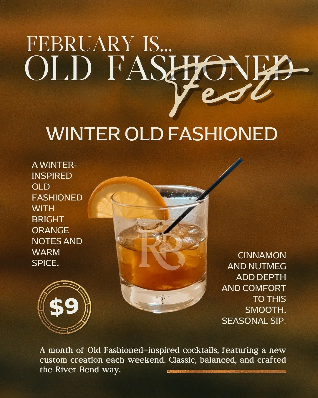 Old Fashioned Fest continues. 🥃 Who is coming  to try our Winter Old Fashioned? Available Friday and Saturday, it brings together orange, cinnamon, and nutmeg for a smooth tasty cocktail!