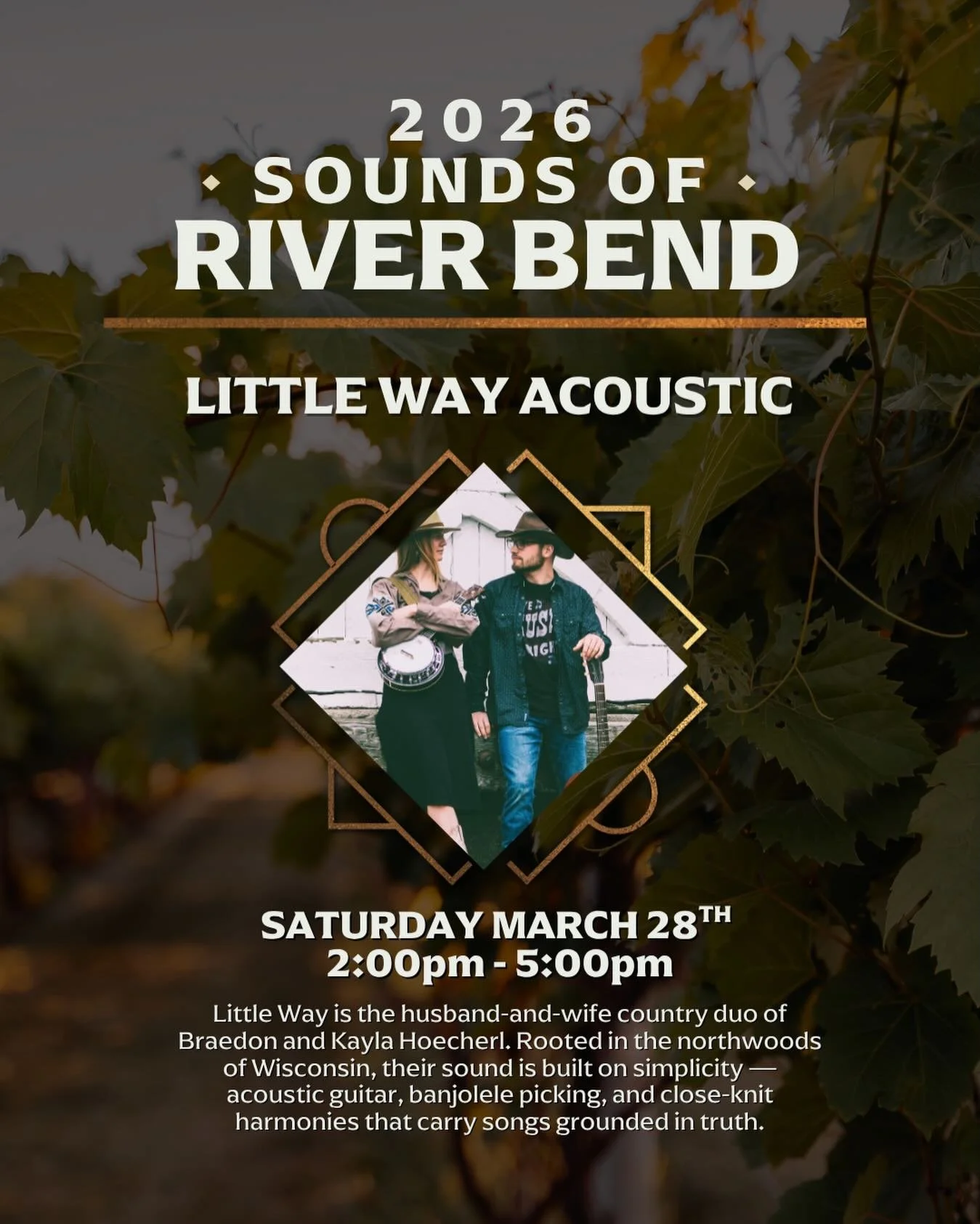 Live music by Little Way  this Saturday from 2&ndash;5pm. Beautiful harmonies, acoustic guitar plus the banjo, and our Cosmopolitan to wrap up Martini Madness. Don&rsquo;t forget to turn in your completed Martini Madness card in the distillery.

Good