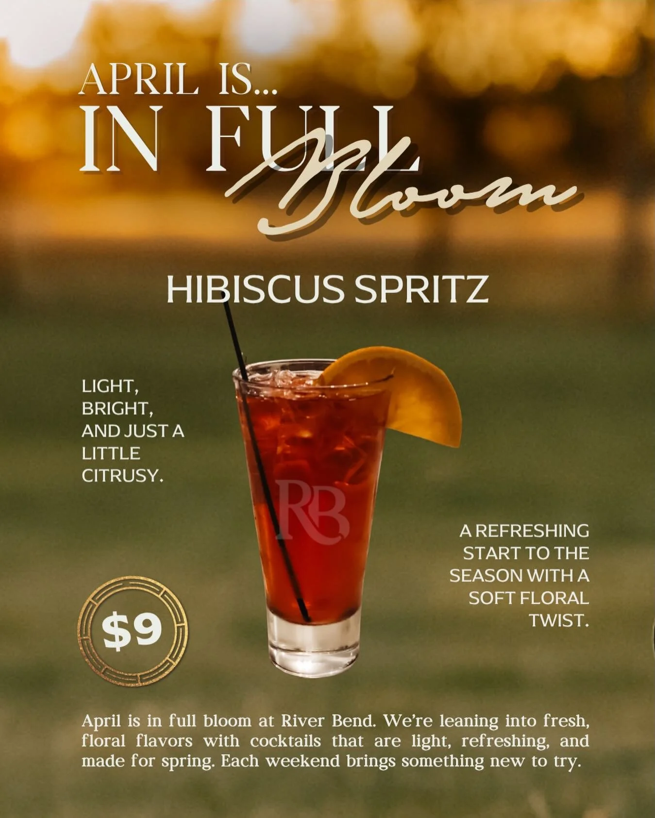 April is in full bloom&hellip; and we&rsquo;re kicking it off with the Hibiscus Spritz. 🌸 Available Friday and Saturday only! Oh and a little reminder&hellip;Sundays are back in April&hellip;but we will be closed for Easter.

Come try the first of o