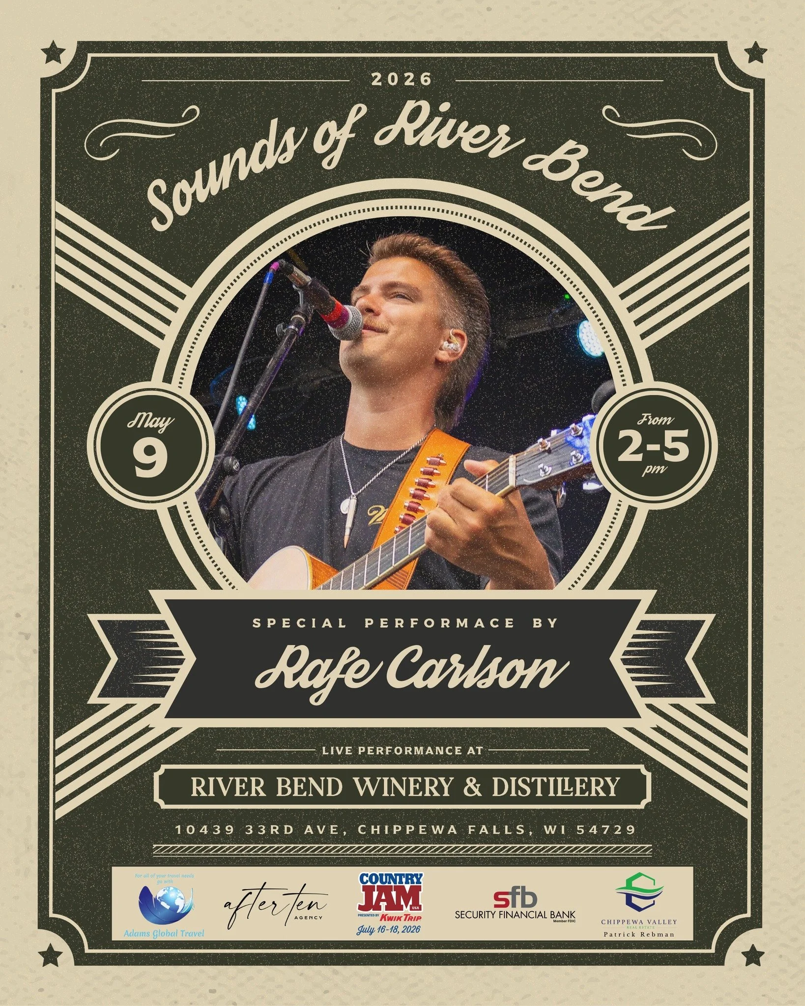 Catch Rafe Carlson LIVE Saturday from 2&ndash;5pm as part of the Sounds of River Bend Concert Series! PLUS we&rsquo;ve partnered up with Rafe to release the Northwoods Reserve Barreled Maple Vodka. Rafe will be sharing this spirit across Wisconsin at