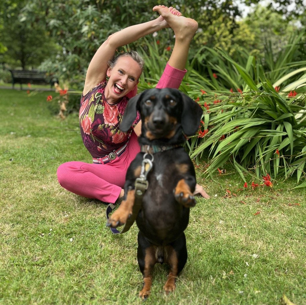 With Shelley's dog Cosmo