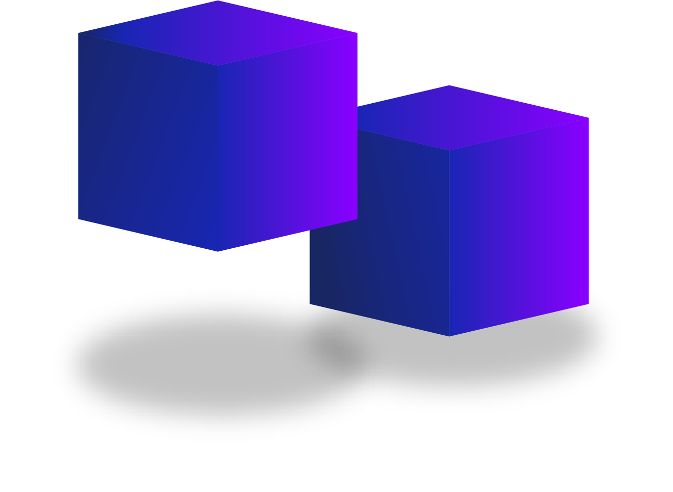 Abstract 3D gradient cubes in Squared Compass brand colors symbolizing building blocks, growth, and structured government contracting strategies.