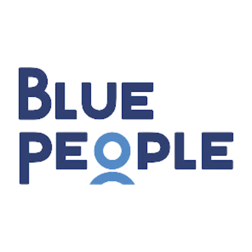 Blue People company logo, technology partner featured in Squared Compass government contracting success stories.