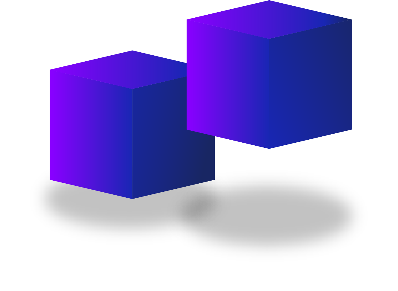 Abstract 3D gradient cubes in Squared Compass brand colors symbolizing building blocks, growth, and structured government contracting strategies.