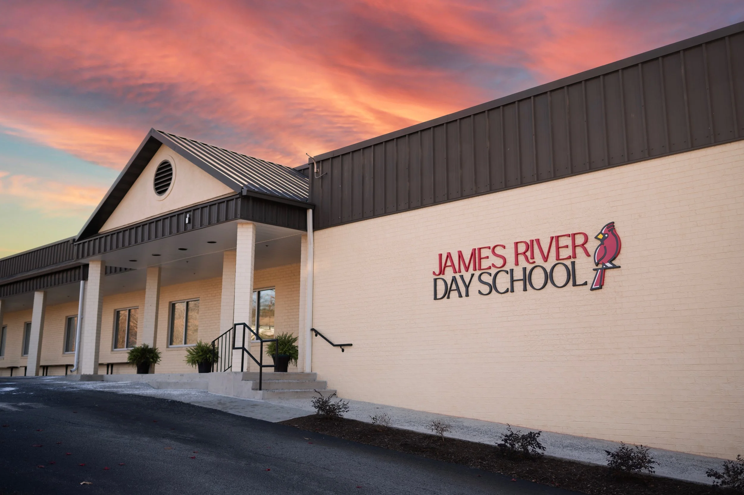 James River Day School's branded signage illustrating cohesive visual identity.